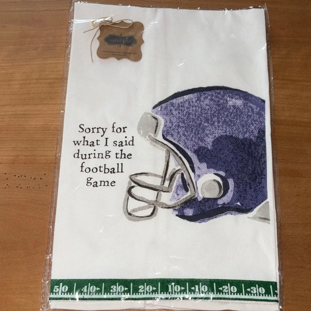 mud pie blue sorry for what I said during Football Game Helmet Hand tea Towel